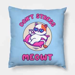 Don't stress meowt - cute and funny cat pun to chill and relax Pillow