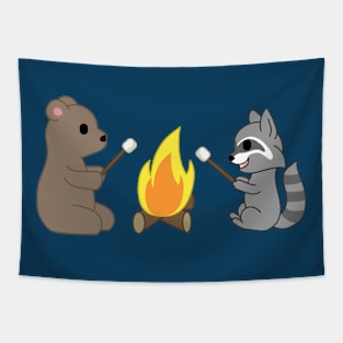 campfire fun making s'mores Tapestry