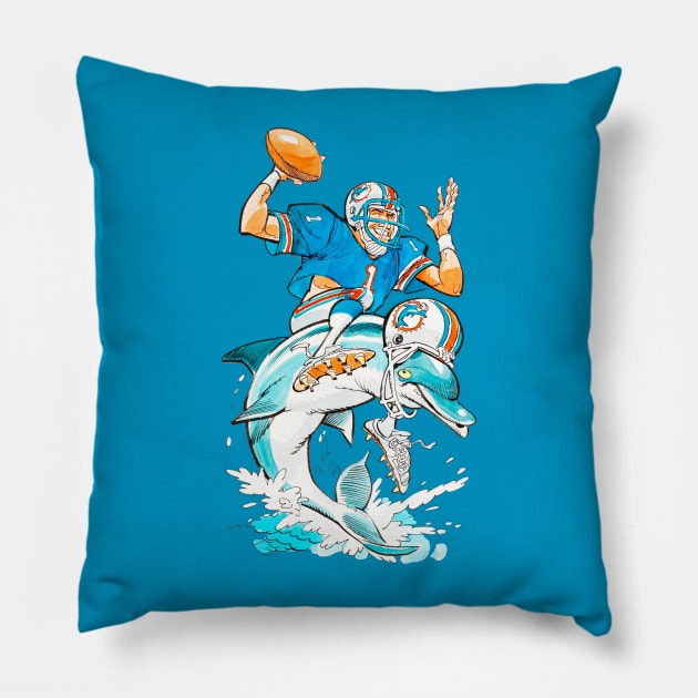 Miami Dolphins Vintage fan art Pillow by Dystopianpalace