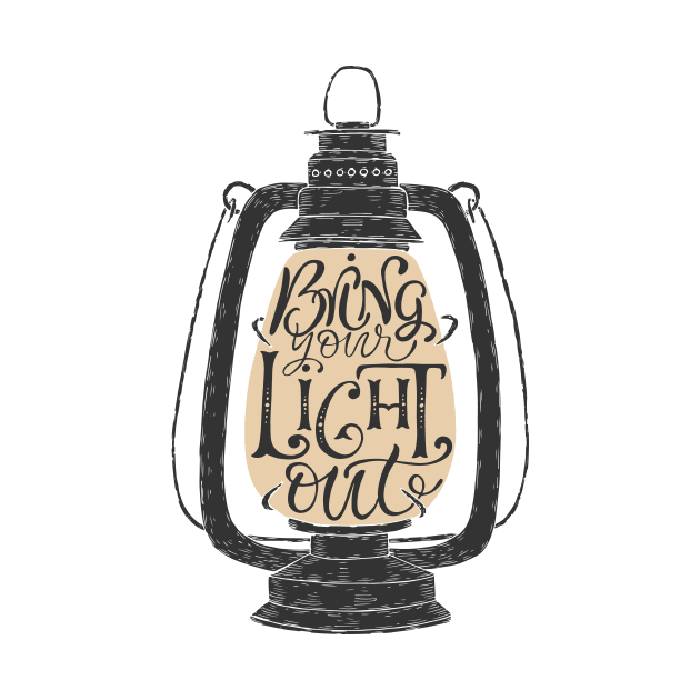 "Bring your light out" hand drawn typography poster by Umi-ko