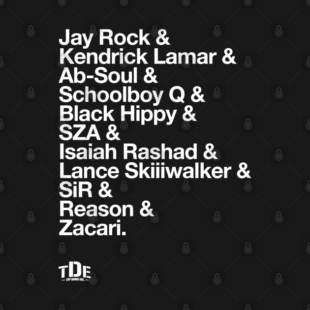 Kendrick Lamar & TDE Artists Roster by ayeyokp