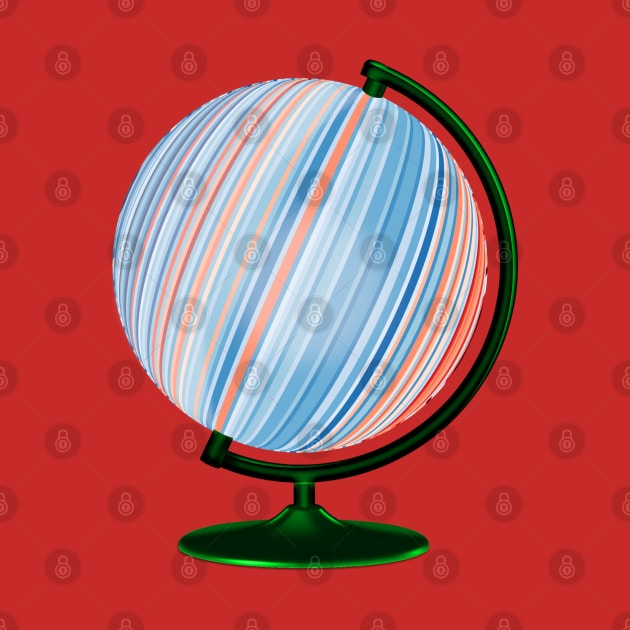 United States Climate Change Warming Stripes Globe by CharJens