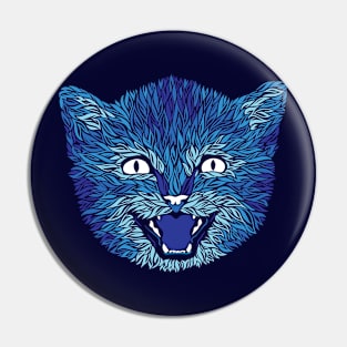 Blue Furry Kitten Pin