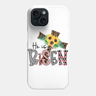 He Is Risen Easter Leopard Cross And Sunflower Phone Case