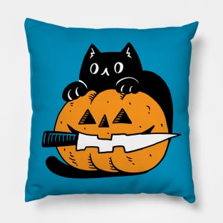 Black cat Jack o Lantern Pillow