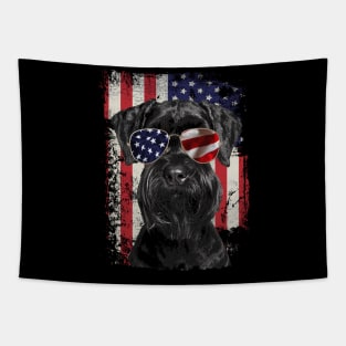 Sleek Schnauzer Silhouettes American Flag for Doggy Devotees Tapestry