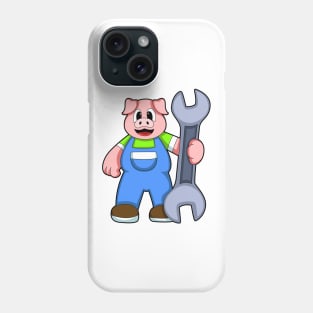 Pig as Craftsman with Wrench Phone Case