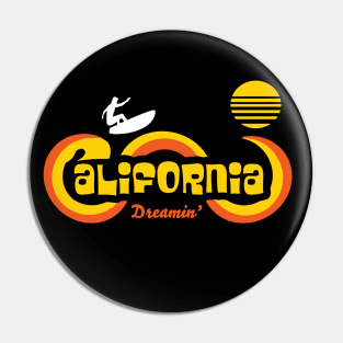 1970's Retro Style Inspired California Dreamin' Surf , Sun and Waves Pin