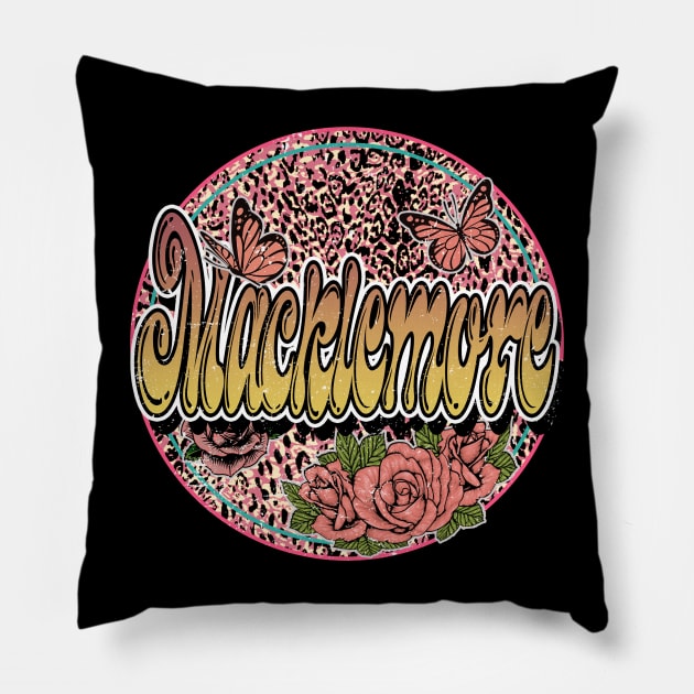 Graphic Macklemore Proud Name Flower Birthday 70s 80s 90s Vintage Styles Pillow by Gorilla Animal