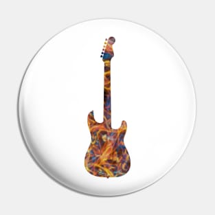 Yellow on Blue Flame Guitar Silhouette Pin