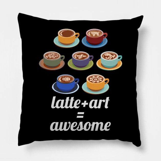 Latte plus Art equals Awesome Pillow by evisionarts