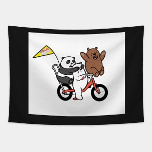 We Bare Bears on a bike Tapestry