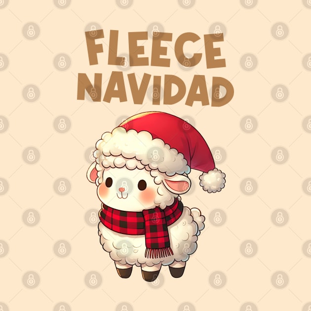 Fleece Navidad Cute Christmas Sheep by Takeda_Art