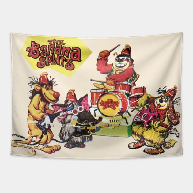 Banana Splits - Distressed, Vintage, Authentic Tapestry by offsetvinylfilm