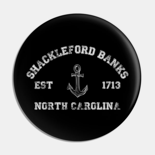 Shackleford Banks, North Carolina Vintage Nautical Anchor Retro Pin by Contentarama