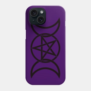 Triple Moon Goddess in black Phone Case