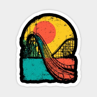 Vibrant Pop Art Retro Roller Coaster Ride Magnet