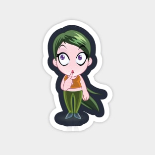 green hair beautiful girls - cartoon character for young girls (choose your twin) Magnet