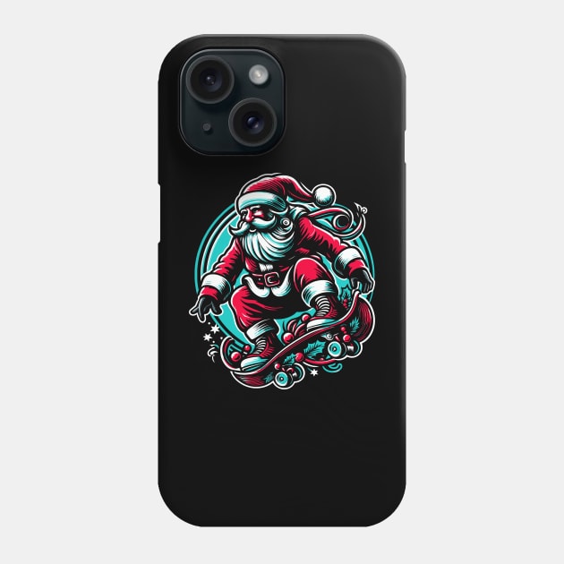 santa playing skateboard t-shirt Phone Case by alan gaming store