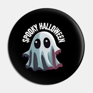 Spook-tacularly cute ghost whising you a spooky halloween Pin