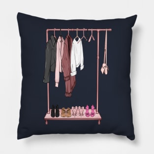 clothes on a rack art Pillow