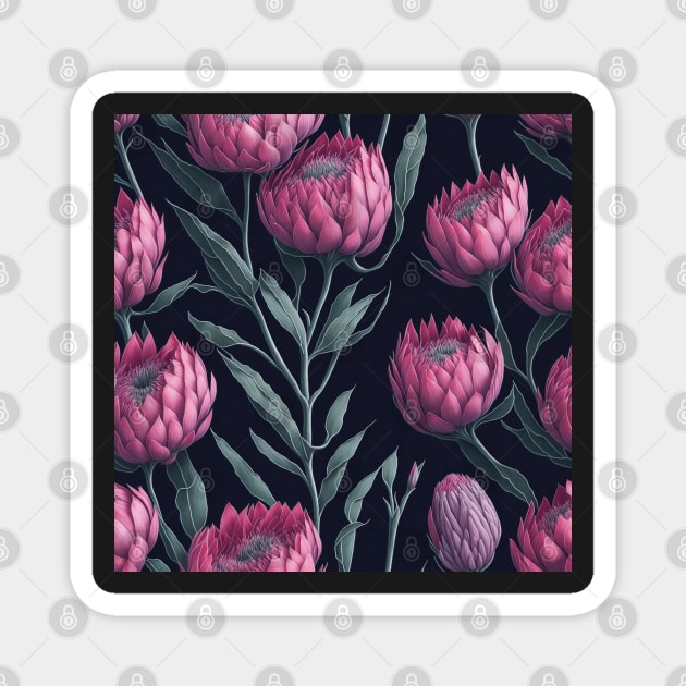 Protea Flower Seamless Pattern | South Africa National Flower | National Sport Symbol | King Protea Magnet by BraaiNinja