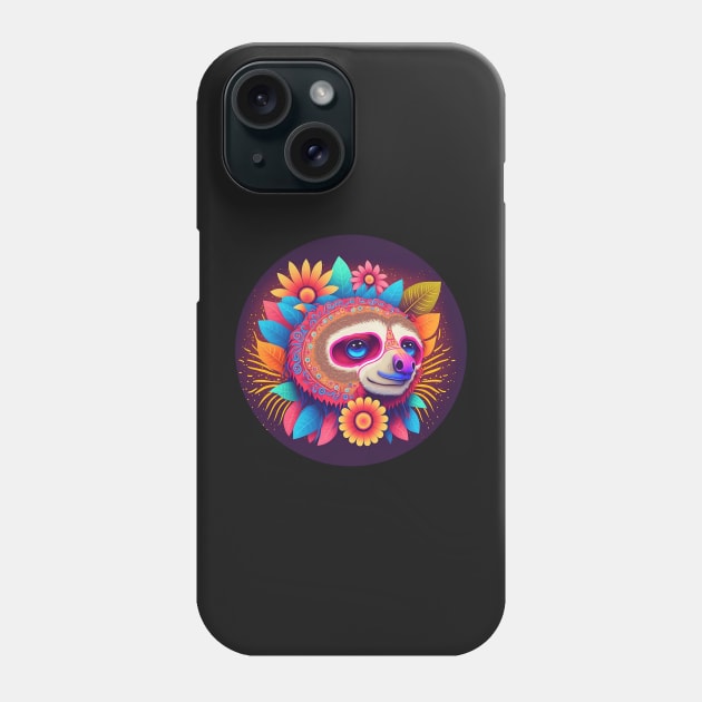 Ready for the Parade: Cute Sloth in Colorful Carnival Attir Phone Case by ceemyvision