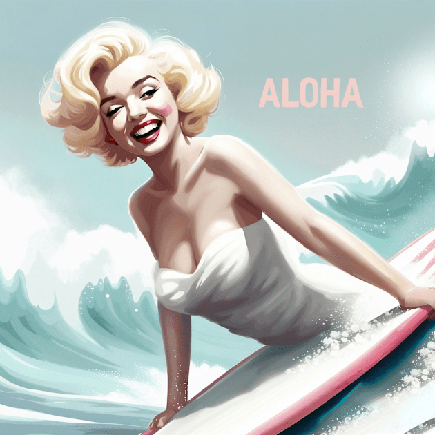 Marilyn Surfing Kids T-Shirt by Kingrocker Clothing