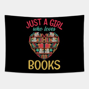 Just A Girl Who Loves Books Tees Heart Shape Librarian Tapestry