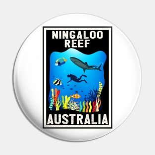 Ningaloo Reef Scuba Diving Western Australia Vintage Style Vacation Fish Coral Reef Pin