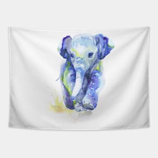 Blue Baby Elephant Tapestry