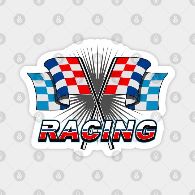 Tricolor checkered racing flag Magnet by Jiooji Project