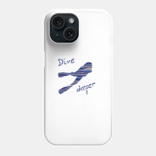 dive deeper black and white minimal sketch Phone Case