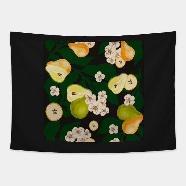 Pear and blossoms Tapestry by DiorelleDesigns