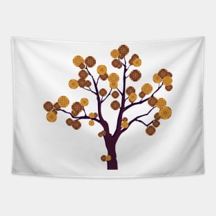 Autumn tree with yellow mandala leaves Tapestry