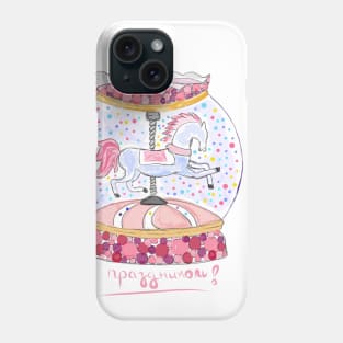 Carousel in pink color with horse Phone Case