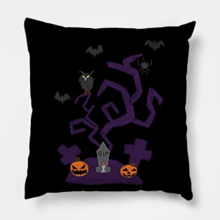 painted halloween graveyard Pillow