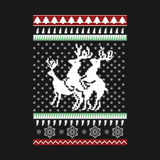 Ugly Christmas Party Sweater Humping Reindeer Funny Gift T-Shirt