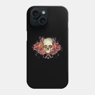 Flaming human skull Phone Case