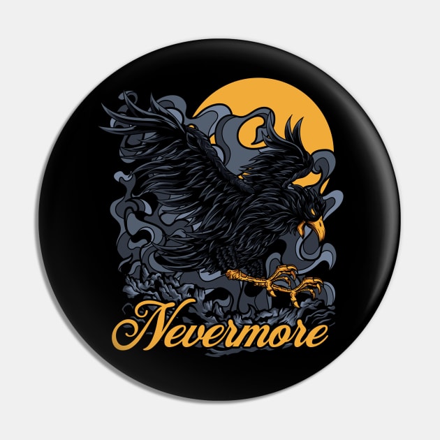 Edgar Allan Poe The Raven Nevermore Gift Pin by grendelfly73