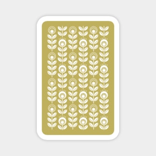 SCANDI GARDEN 01-4, white on mustard yellow Magnet