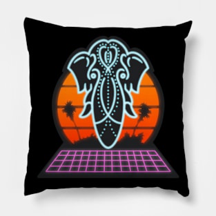 Retro Synth-wave Elephant Pillow