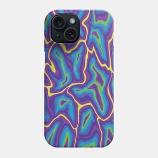 Abstract Retro Liquid Marble Swirl, Purple Blue Green Phone Case