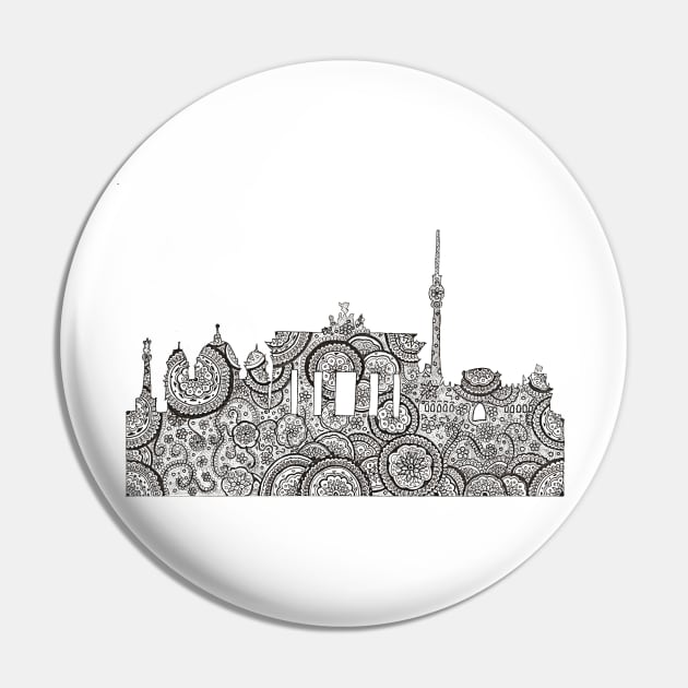 Berlin Skyline Mandala Pin by acdlart