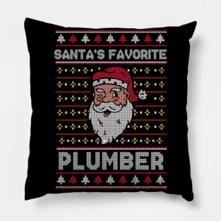 Santa's Favorite Plumber // Funny Ugly Christmas Sweater // Plumbing Holiday Xmas Pillow