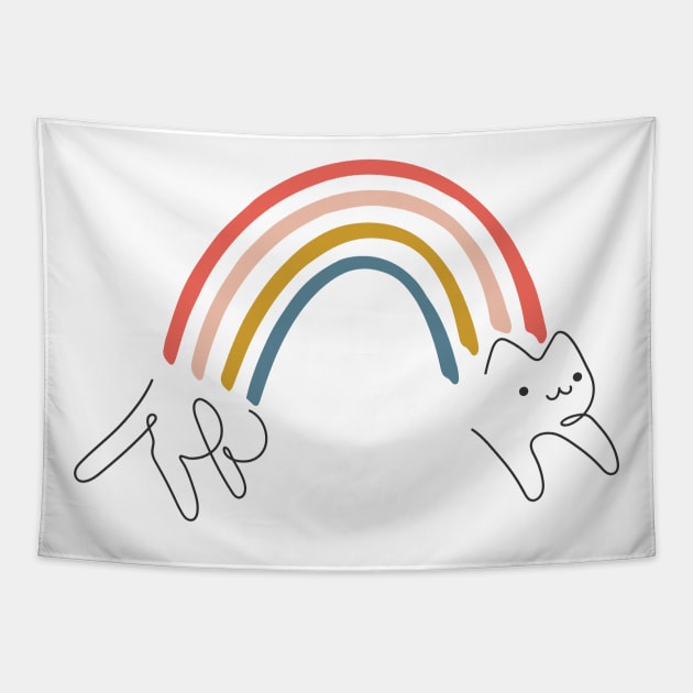 Rainbow cat Tapestry by ilovedoodle