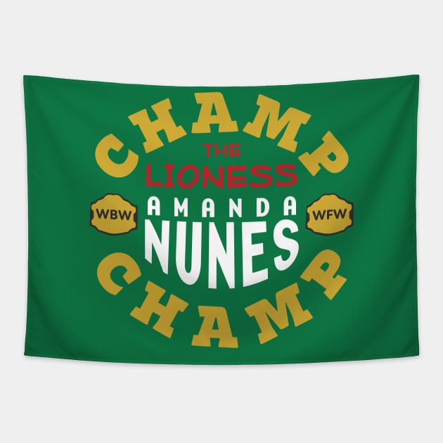 Amanda Nunes Double Champ Tapestry by cagerepubliq