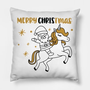 Merry Christmas Santa and Unicorn Pillow