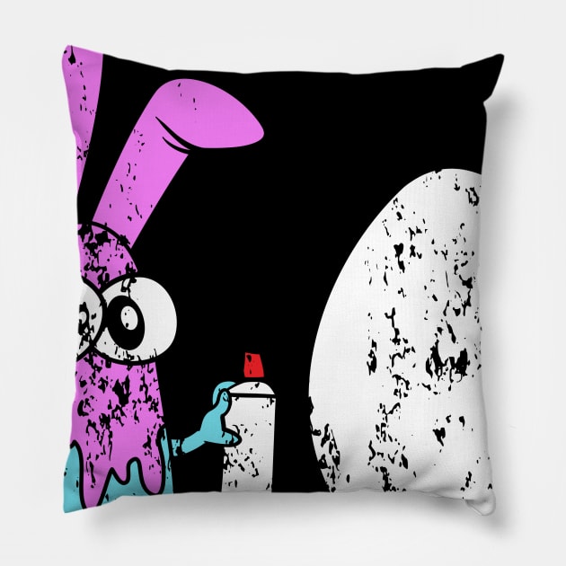 Retro Vintage Grunge Easter Bunny Pillow by happyeasterbunny