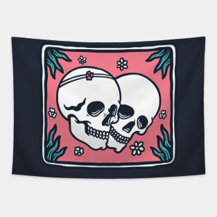 Valentine's Couple Skulls Tapestry